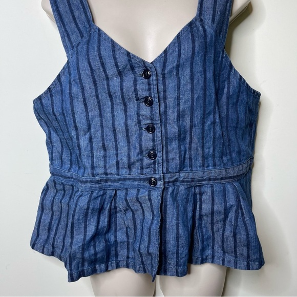 Nest Robe Blue stripe Japanese fabric button front top sz M - Picture 11 of 11